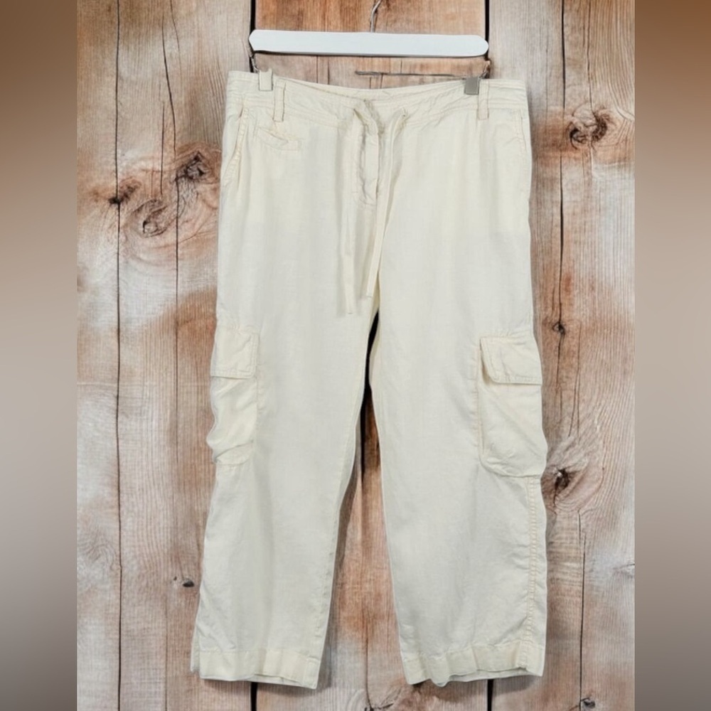 J. Crew cropped 100% linen low fit natural casual capri pants size 10 Nwt